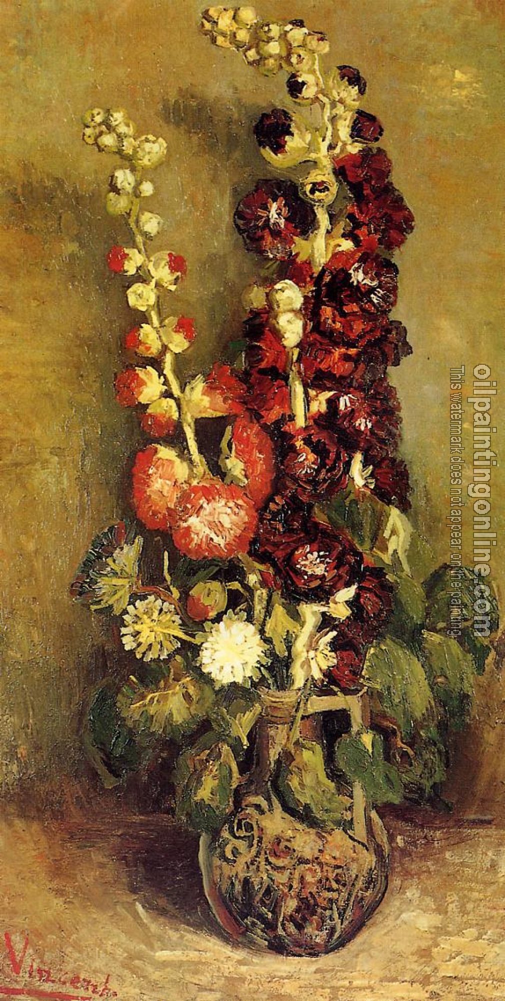 Gogh, Vincent van - Vase with Hollyhocks